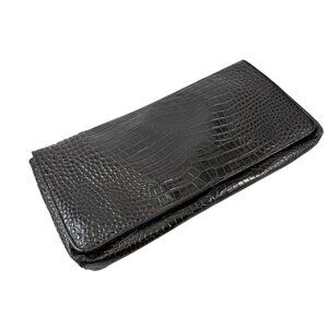 Cole Haan Moro Patent leather Embossed Croc Oversized Envelope Clutch Magnetic